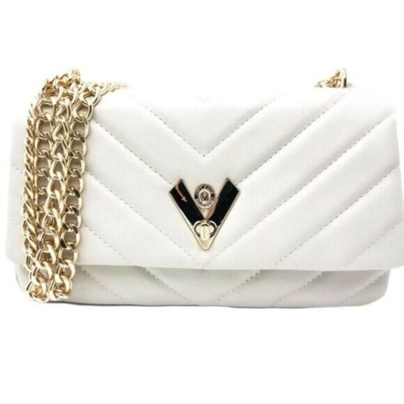 Valentino Orlandi Handbag Quilted Convertible Flap Crossbody Vegan Leather White - Picture 1 of 15